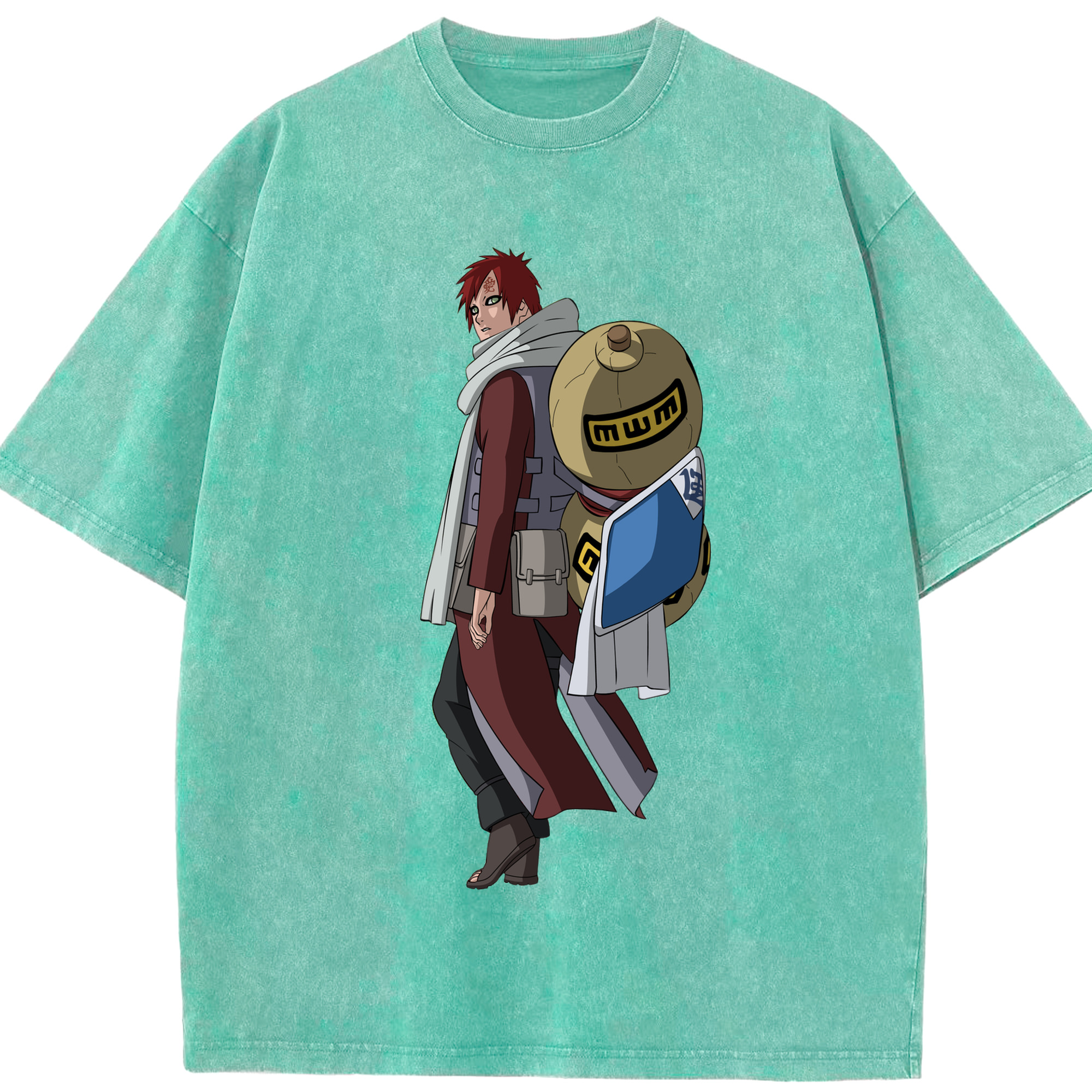 （画像用） NARUTO -ナルト- ガアラ Gaara 綿100% ヴィンテージ風 半袖Tシャツ（フロントプリント）